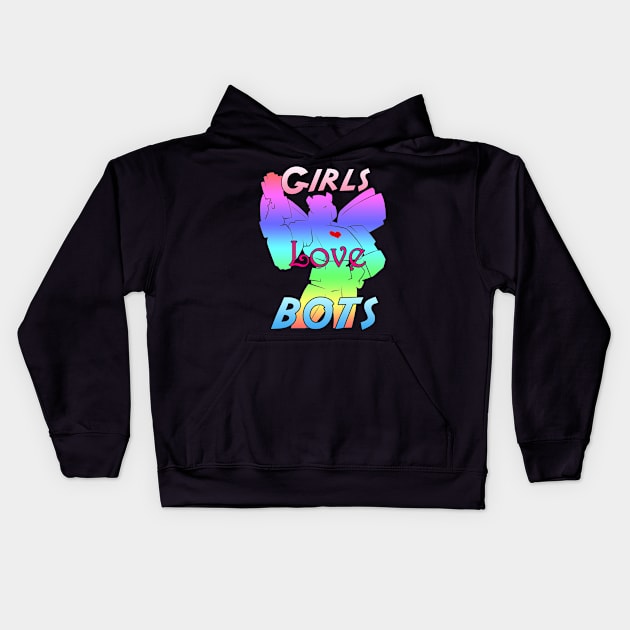 Girls Love Bots Pride Kids Hoodie by Cybercat